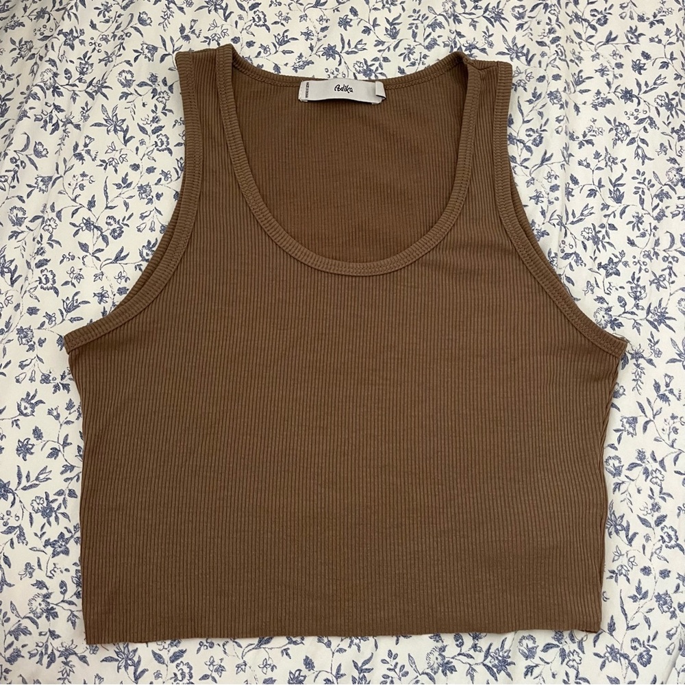 adika brown ribbed crop tank